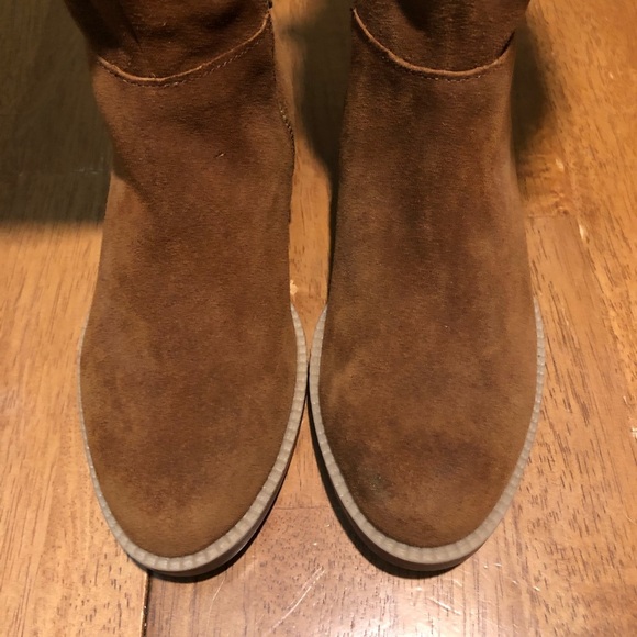 Franco Sarto Suede Caydee Wide Calf Brown Boots 4 - Picture 6 of 16